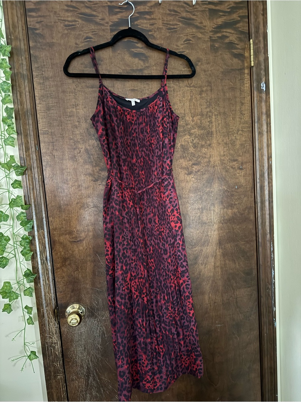 Maurices Red and Black Leopard Print Maxi Slip Dress